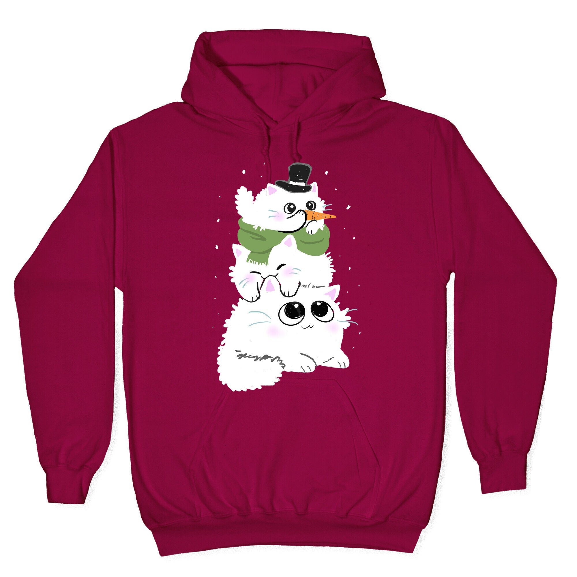 Cat Stack Snowman Hoodie